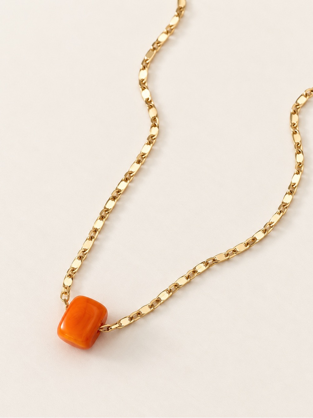14K Gold Plated Murano Glass Bead Necklace Colorful Thin Chain 17.5”